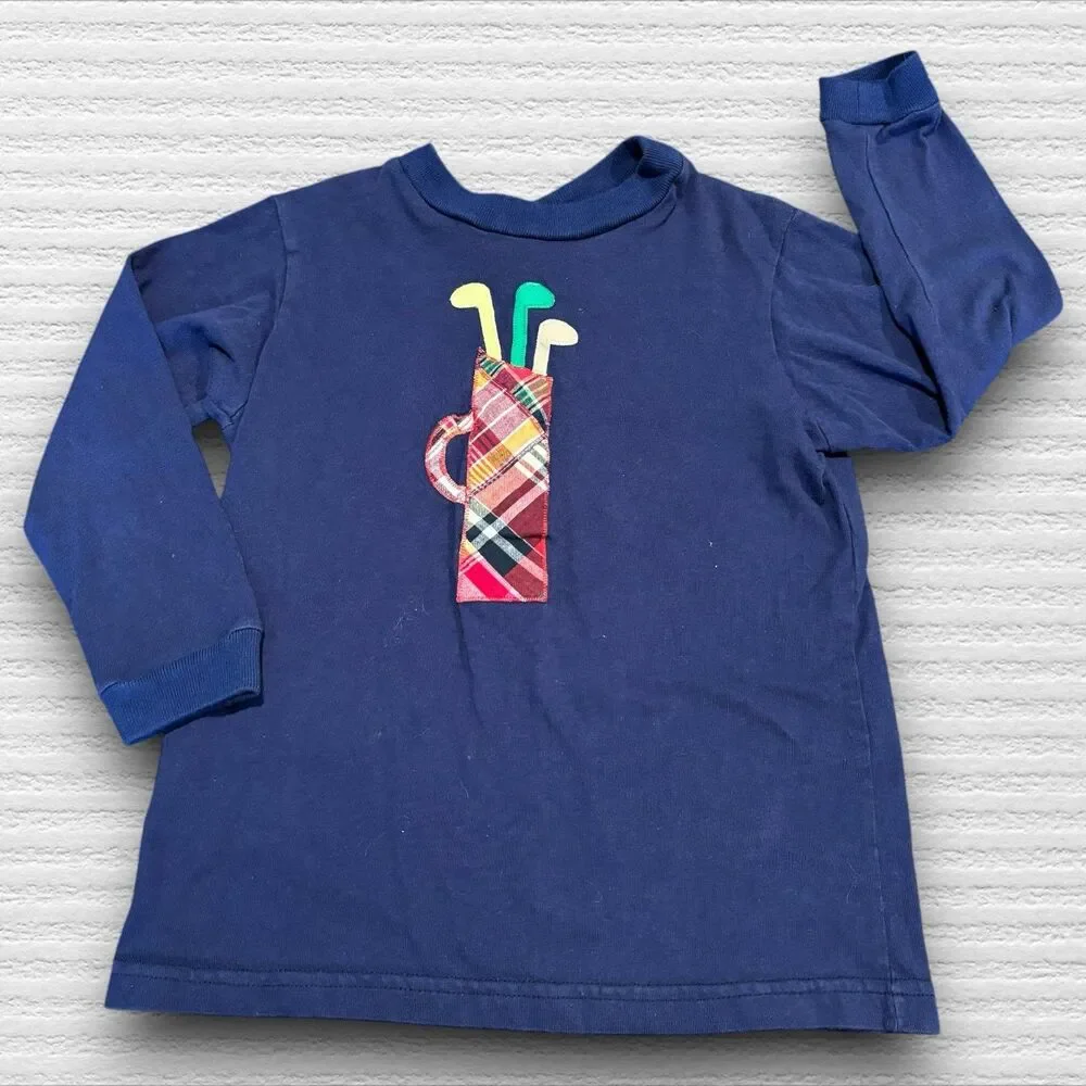 Southern Sunshine Kids 5 Golf Appliqué Long Sleeve Tee Shirt Blue